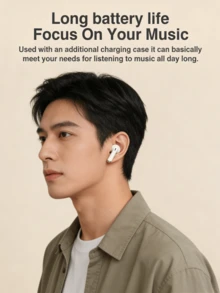 True Wireless Bluetooth Earbuds With Built-In Microphone For Clear Calls, Long Battery Life, Sweat-Resistant Design, Compatible With IOS And Android Devices, Suitable For Fitness, Running And Daily Use - White - View 4