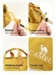 CAMEL CROWN Tas Selempang Dada Ringan Unisex, Ransel Satu Bahu Kasual, Cocok untuk Kerja dan Perjalanan Luar Ruangan - Brokat Kuning - View 7