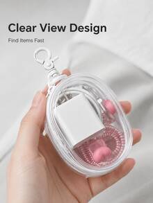 1pc Portable Mini Transparent Zipper Storage Bag, Multi-Functional Jewelry Organizer, Suitable For Earphones, Power Bank, Keychain, Rings, Perfume, Travel Accessories, Unisex, Travel Essential (Keychain Style Random), Holiday Essential - Multicolor - View 5