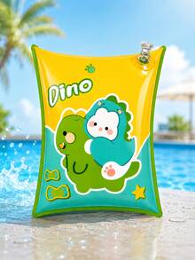 2pcs Kids Inflatable Swimming Arm Floats, Cartoon Dinosaur Print Arm Rings, Summer Pool Beach Water Play Equipment, Lightweight Portable Swimming Accessories, Vacation Water Play Supplies - Green - View 4
