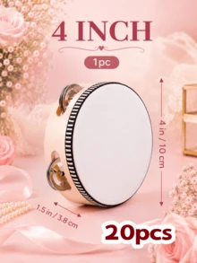 10/8/6件組成人用婚禮手持木製鈴鼓，附金屬鈴片，白色鈴鼓含禮品吊牌，音樂樂器，教堂婚禮派對小禮物 - 白 色 - 查看 22