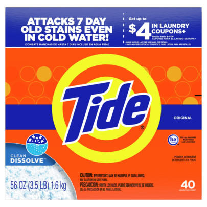 Tide Powder Laundry Detergent, Original Scent, 56 Oz, 40 Loads