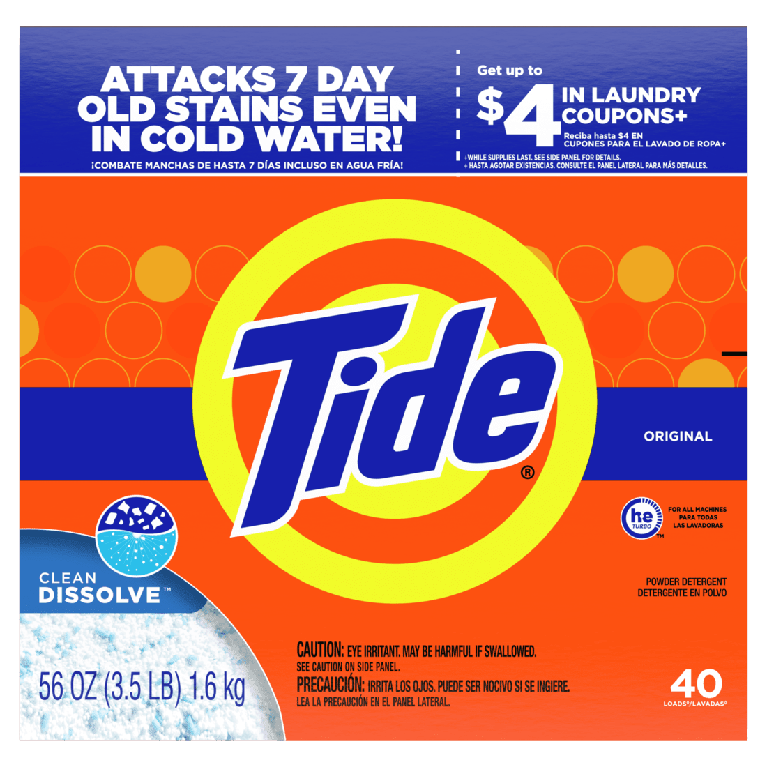 Tide Powder Laundry Detergent, Original Scent, 56 Oz, 40 Loads