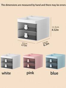 1PC Cartoon Creative Pen Holder Transparent Drawer Rabbit Storage Box Student Office Desktop Decoration Large Capacity Makeup Tools Storage Documents Storage Sundry Storage - A - View 9