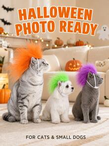 Fun Halloween Pet Wig, Adjustable Spiky Style Headpiece, Suitable For Cats And Dogs, Colorful Punk Hairstyle Cosplay Accessory, Perfect For Parties, Photos And Dress-Up - Multicolor - View 5