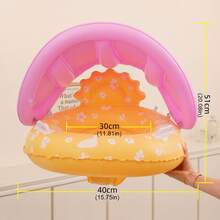 Inflatable Baby Swimming Ring With Sunshade Canopy, Infant Swimming Ring Sun Protection Toy, Suitable For Baby Girls And Boys - Yellow - View 2