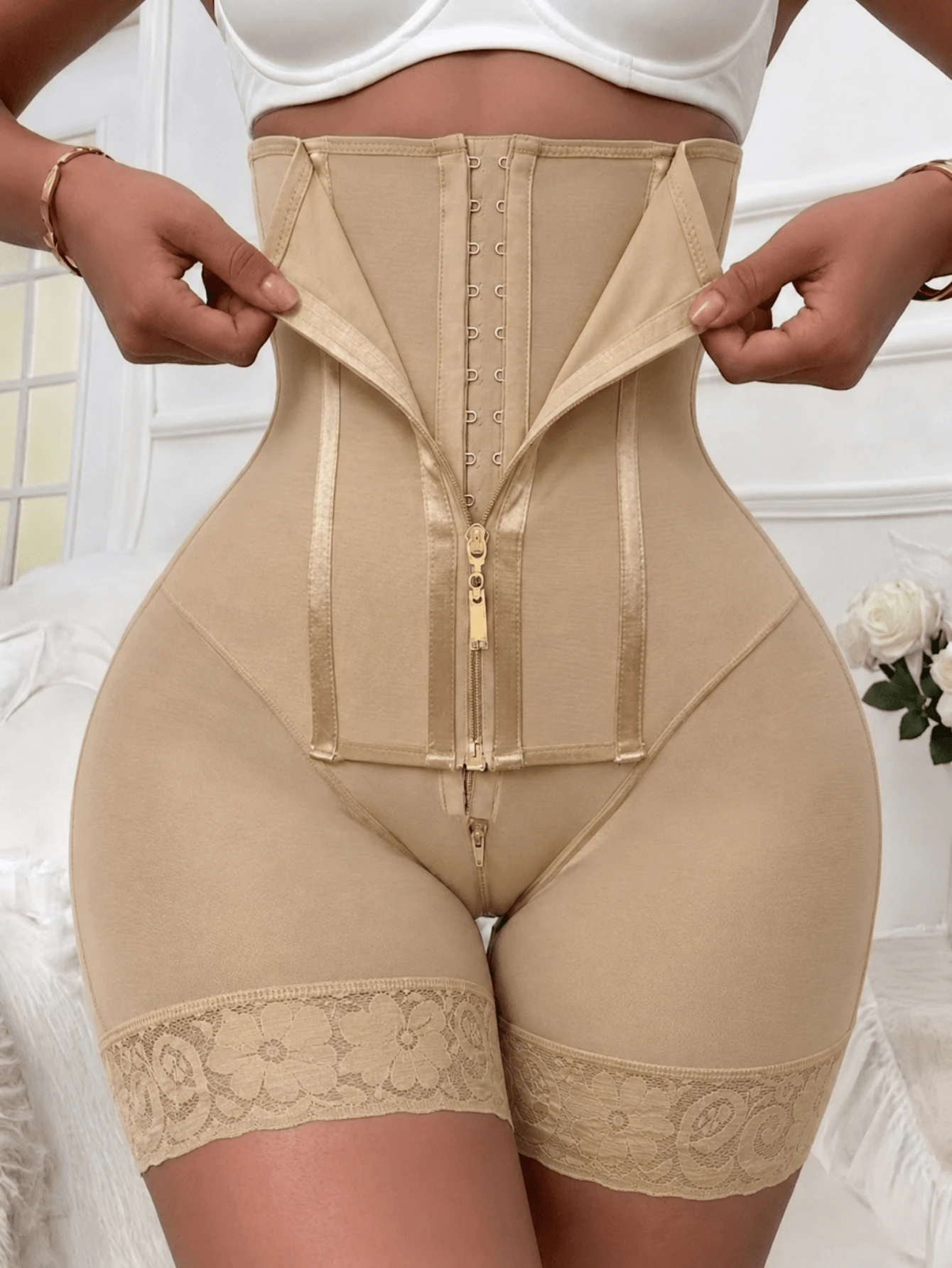 1pc Colombia High Waist Shaping Shorts, Shaping Panty, Zipper Closure, Tummy Control, Suitable For Multiple Occasions