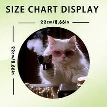 Cool Cat Mouse Pad, With Pink Fashion Glasses And Gun, Fun Round Mouse Pad, With Non-Slip Rubber Base, Suitable For Office And Home Computer Mouse Pad, Computer Laptop Gift For Friends, Size 7.8 X 7.8 Inches - Round - View 8