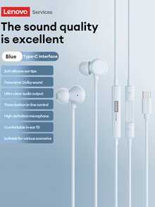 Lenovo 联想 YF05 有线耳机，入耳式 HIFI 音质，高清麦克风，小巧舒适，线控可操控音乐和游戏，3.5mm 和 Type-C 双接口，兼容智能手机、电脑、平板电脑。 - 藍色 - 查看 13