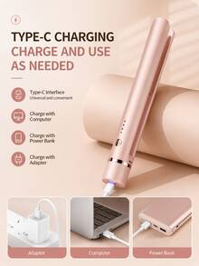 SKYWORTH Pelurus & Pengeriting Rambut Mini Nirkabel, Baterai Isi Ulang 2600mAh USB-C, Alat Pelurus Rambut Portabel, Alat Penata Rambut Nirkabel 2-in-1 untuk Poni, Rambut Lurus dan Keriting, Cocok untuk Perjalanan - MultiWarna - View 11