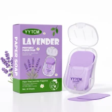 YYTCM Lavender Scented Portable Soap Sheets 50pcs With Flip Lid Storage Box Disposable Hand Soap Paper Thin Lightweight Cleaning Soap Sheets Gentle Foaming Easy To Rinse For Outdoor Travel Student Office - Lavender - View 14