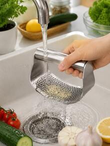 2pcs High Quality Garlic Presser, Garlic Crusher, Stainless Steel Garlic Squeezer, Garlic Chopper, Easy To Clean, Portable And Easy To Store, Kitchen Gadget - Multicolor - View 5