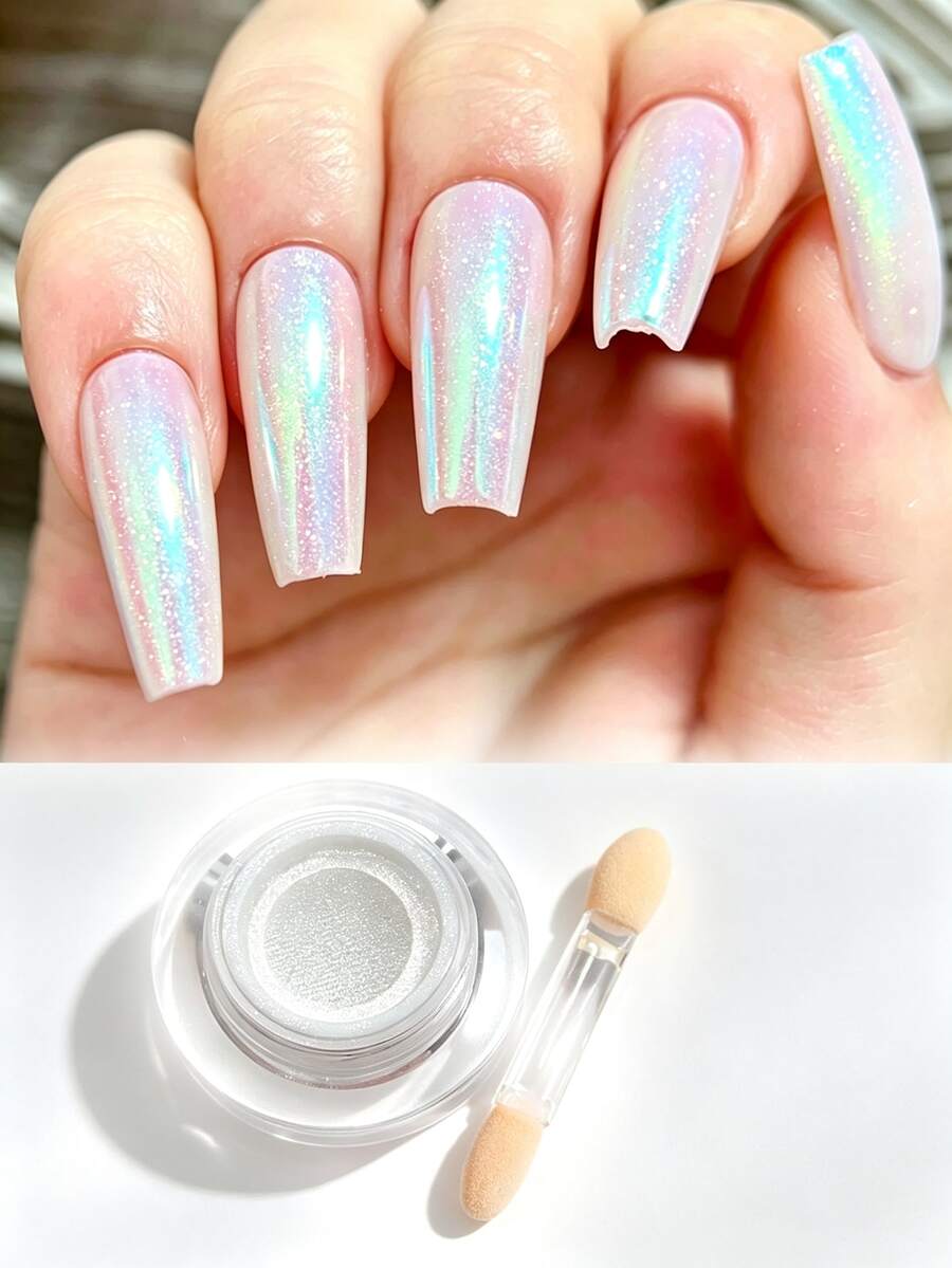 氣墊瓶裝極光美甲粉 - 美人魚極光效果，美甲亮片裝飾，適合居家 DIY 與沙龍美甲