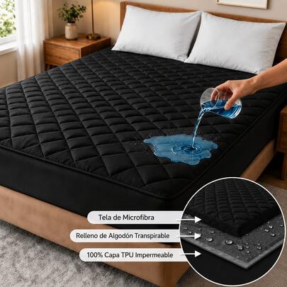AMOROSA 1 Pieza Protector de Colchón Impermeable de 3 Capas,Cubre Colchón Suave y Transpirable con Diseño Silencioso,Protección para Colchón contra Derrames y Manchas, Ideal para Cama Individual Matrimonial Queen King,Envío Local