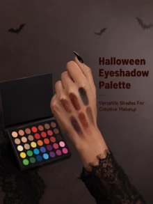 beauty glazed 35 Color Eyeshadow Palette, Halloween Makeup Essential, Popular Makeup, Matte Pearlescent Velvet Texture, Pressed Powder, Easy To Blend, Create Natural Makeup Look - Multicolor - View 9