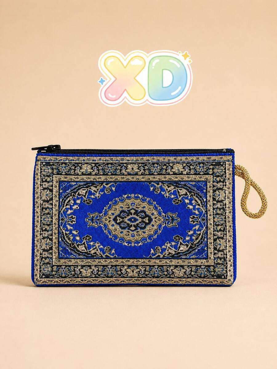 XD 奢華金線刺繡復古風女款小錢包,迷你零錢與卡片夾,適配中東風服飾,多層收納零錢與卡片,高品質便攜手拿包,教師節禮物 - 彩色 - 查看 1
