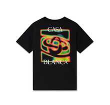 Casablanca Paris 1 Stk. Lässiges Unisex-T-Shirt, 100% Baumwolle, mit abstraktem, fluoreszierendem Grafikdruck auf dem Rücken, Streetwear und Sommer-Outfit, Sommer, Vintage-Stil, Unisex-T-Shirt - Schwarz - Übersicht 1