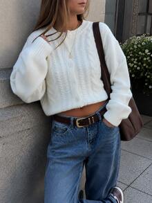 Women's New French Vintage Gentle Style White Long Sleeve Knit Cardigan - White - View 4