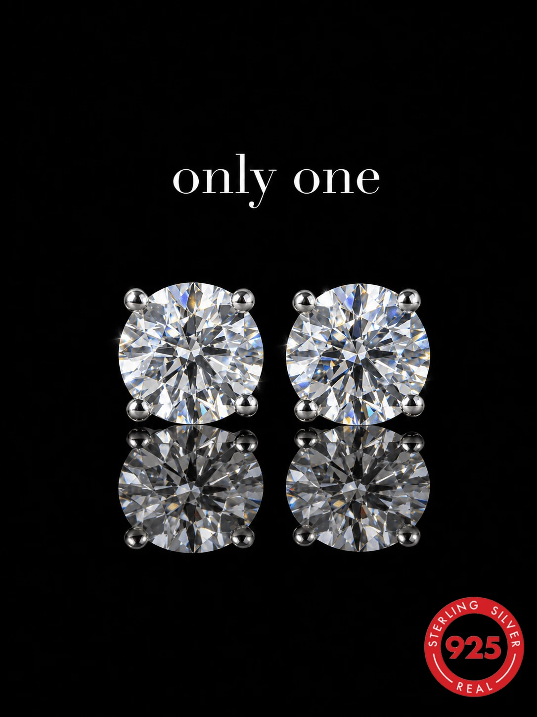 AnlaScheer 1pc 2mm-7mm 925 Sterling Silver Moissanite Flat Back Stud Earrings, 18K White Gold Plated 925 Silver Low Allergy D Color VVS1 Earrings, Unisex, Suitable For Daily Wear And Parties