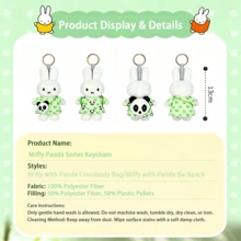 Cute Plush Panda & Miffy Rabbit Keychain Charm Kawaii Soft Stuffed Toy Bag Pendant Accessory - Multicolor - View 6