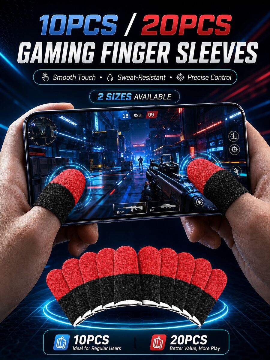 10/20pcs Mobile Game Finger Sleeves, 24-Pin Conductive Fiber Touchscreen Thumb Covers, Thin Breathable Anti-Sweat Anti-Slip Gaming Accessories, Suitable For Shooting Games, Competitive Games And Fast Touch Control Mobile Game Controller Sleeves - Multicolor - View 1