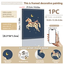 1幅带框帆布墙画，以摇滚明星鸭吉他图案为特色，适用于儿童房、游戏室、婴儿房、女孩卧室、男孩卧室，是理想的婴儿房装饰。 - 彩色 - 查看 11