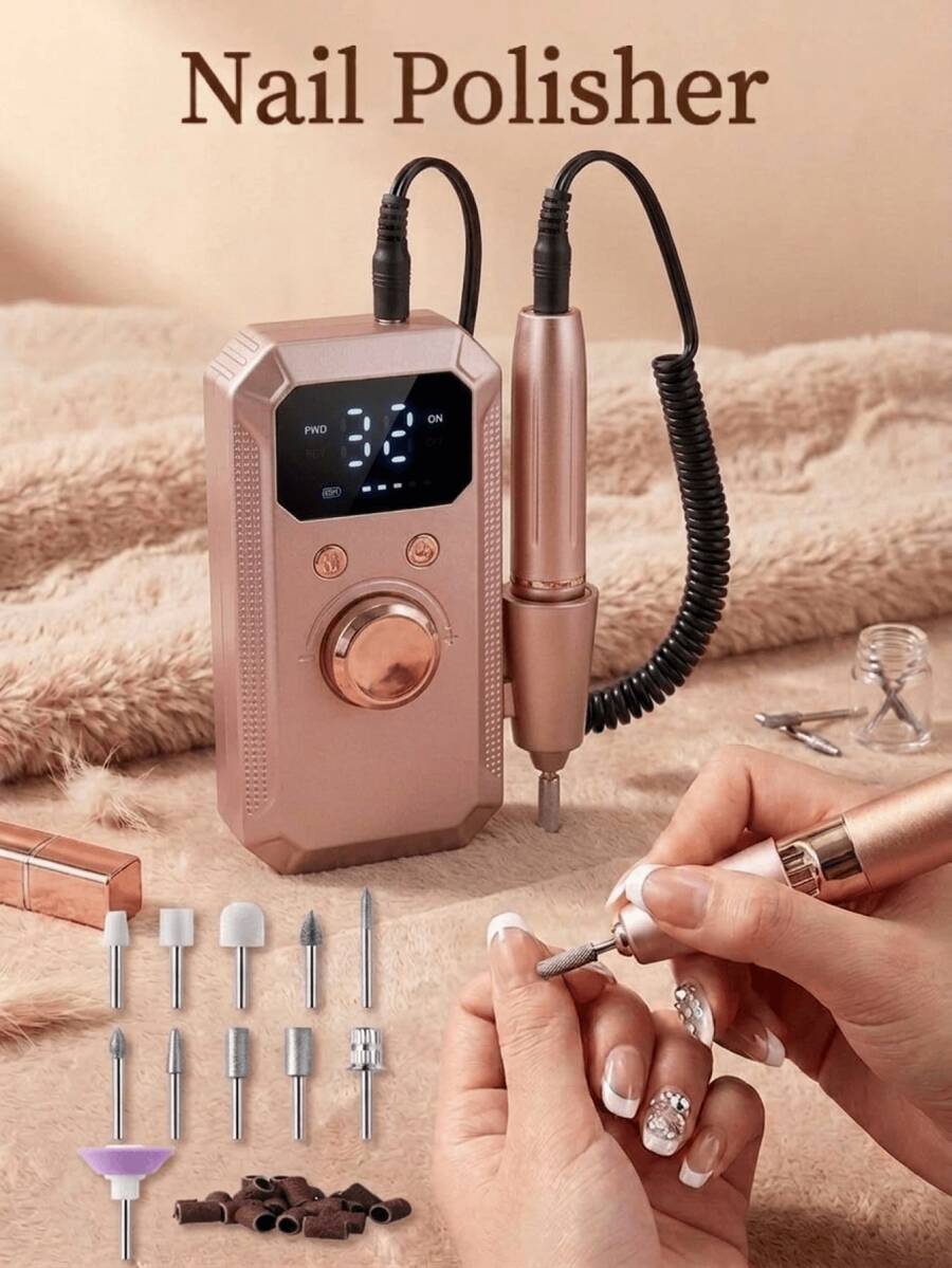 LEVIATECH 1 buah Mesin Bor Kuku Elektrik Isi Ulang Profesional, Kikir Kuku Elektrik Portabel dengan Layar LED, Kontrol 32 Kecepatan, Putaran Maju/Mundur, dengan Klip Pinggang, Cocok untuk Menghapus Kutek Akrilik dan Gel, Manikur dan Pedikur, Penggunaan di Rumah dan Salon