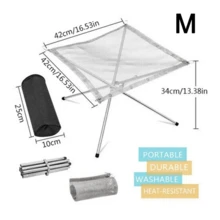 Foldable Mesh Fire Pit Grill Tool, Detachable Garden Backyard Heating Rack, Stainless Steel Outdoor Camping Bonfire Stand - Multicolor - View 12