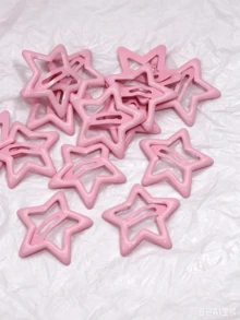 100pcs Y2K Star Hair Clips, Black White Pink Five-Point Snap Barrettes For Women, Basic Daily School Party Sport Hair Accessories - Multicolor - View 5