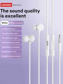 Lenovo YF05 Wired Earphones, In-Ear HIFI Sound Quality, High-Definition Microphone, Compact & Comfortable Fit, Inline Controls For Music & Gaming, 3.5mm & Type-C Connectivity, Compatible With Smartphones, Computers, Tablets - White - View 12