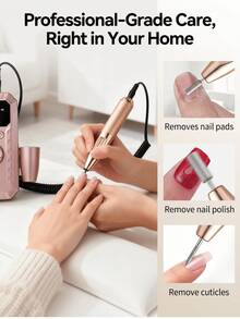 LEVIATECH 1pc Professional Rechargeable Electric Nail Drill, 1800mAh Portable Electric File With LCD Display, 11 Drill Bits, Adjustable Speed And Forward/Reverse Rotation, Suitable For Acrylic Gel Nail Removal, Manicure, Pedicure, Home And Salon Use - Multicolor - View 8