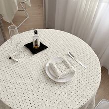 1pc Korean Ins Style Black Polka Dot Soft Artistic Decorative Tablecloth, Suitable For Wedding, Valentine's Day And Home Decor - White - View 6