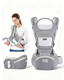 CN. Grey/Blue/Black/Pink Baby Carrier,Ergonomic Infant Carrier With Hip Seat Bag Soft Baby Carrier Newborn To Toddler 7-45lbs Baby Holder Carrier - 多色A - 查看 1