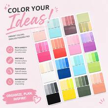 16-Card Colorful Transparent Sticky Notes Set, 4 Index Tabs And 1 Large Memo Note Per Card, Writable Removable Waterproof Page Markers For Books, Planners, School And Office,Back To School Season - one-size - View 7