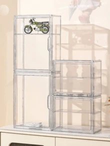 1pc Transparent Toy Figure Display Box, Cartoon Character Model Collection Storage Box, Dust-Proof Display Stand, Back To School - Transparent - View 2