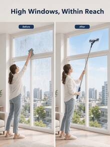360° Rotating Double-Sided Window Cleaning Tool, Multi-Functional High-Rise Glass Squeegee With Scraper For Exterior Windows, Floors And Car Windshields, Household Cleaning Tool, Home Essentials And House Accessories For Easy Daily Cleaning - A - View 5