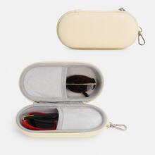Estuche de gafas de diseño minimalista colorido tipo macaron de PU con carcasa dura ovalada, cremallera y mosquetón metálico, ligero, caja de almacenamiento de gafas de moda, apto para gafas de lectura, mujeres, hombres, niños, bolso, mochila, viaje, escuela, oficina, regalo de cumpleaños - Multicolor - Ver 19