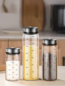 1pc High Borosilicate Glass Seasoning Jar, Glass BBQ Spice Container, Seasoning Bottle, Household Salt Shaker, Powder Sprinkler, Kitchen Spice Jar - Multicolor - View 1
