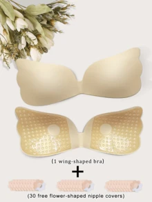 1pc Strapless Wing-Shaped Adhesive Bra (Includes 30pcs Nipple Covers), Soft Lift And Shaping, Suitable For Daily Wear And Body Sculpting - Multicolor - View 9