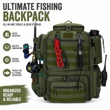 Multifunctional Durable Tactical Fishing Backpack With Rod Holder, Large Capacity Multi-Purpose Fishing Gear Storage Bag, Waterproof MOLLE Equipment Bag, Breathable Mesh Back And Shoulder Straps, Side Water Bottle And Pliers Pockets, Suitable For Hiking, Camping, Cycling, Travel - Multicolor - View 3