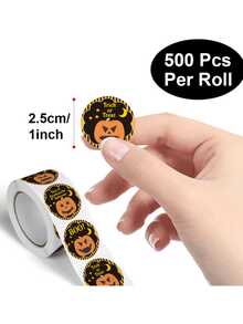 Halloween Pumpkin Round Roll Stickers, Trick Or Treat Theme Self-Adhesive Label Stickers, Spooky Style Halloween Candy Bag Seal Stickers, Suitable For Gift Wrapping, Party Favors, Envelope Decoration - View 4