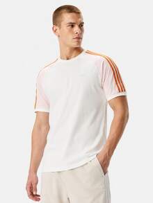 Adidas Clover Men's New CALI TEE Sports Short Sleeve T-Shirt - White Pink - View 2