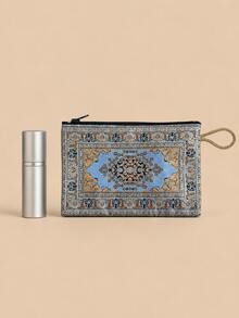 XD復古金線刺繡女款迷你卡夾 中東風時尚零錢包 多隔層收納硬幣與卡片 精緻刺繡工藝 便攜手拿包 女士生日節日禮物 紋理小錢包 - 彩色 - 查看 3