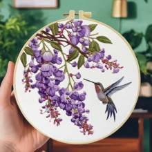 1 buah, ukuran 20*20cm/7.9*7.9in, berbagai jenis perlengkapan bordir bunga, set bordir buatan tangan DIY untuk pemula dewasa, hadiah rumah, hadiah menjahit untuk wanita, termasuk buku panduan, kain berpola, bingkai bordir, jarum dan benang. - Berbagai jenis bunga - View 5