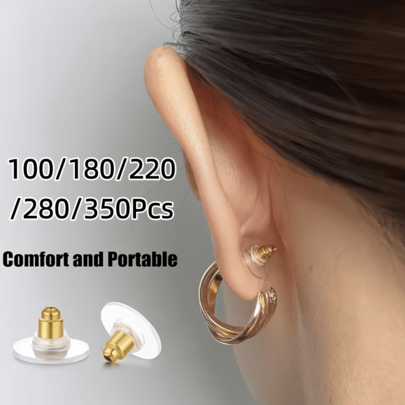 100/180/220/280/350Pcs Ear Plugs, Earring Backs, Earring Stoppers With Rubber Pads, DIY Jewelry Making Supplies, Earring Backs, Earring Bases, Earring Backs, Jewelry Accessories DIY Handmade Accessories