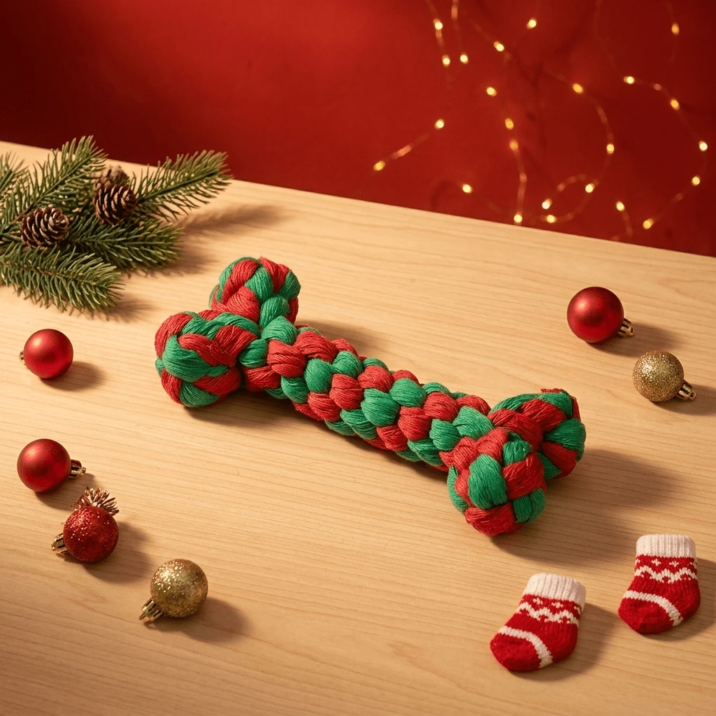 1pc Bone Shaped Braided Dog Toy, Durable Chew Rope, Suitable For Small To Medium Dogs, Perfect Gift - Multicolor - View 1