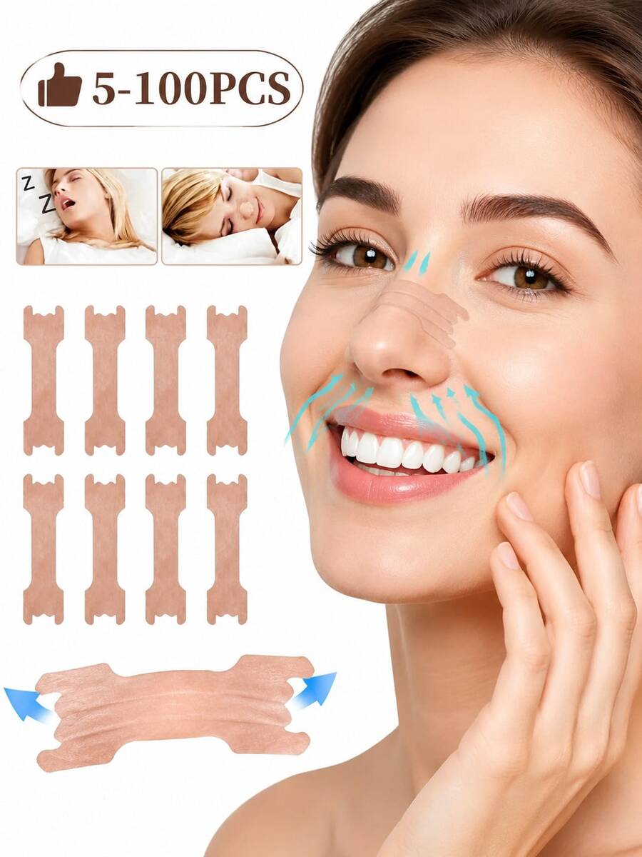 100/50/25/10/5PCS,Anti-Snoring Nose Strips; These Strips Fit The Nose Snugly And Feature Strong Adhesion, Effectively Alleviating Snoring. They Are Comfortable To Wear And Suitable For Use During Work, Exercise, Sleep, Or Travel. - Multicolor - View 1