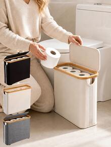Toilet Paper Storage Basket - Ultimate Bathroom Storage Basket. Storage Basket, Toilet Paper Storage Basket, Bathroom Accessories Storage Rack - Toilet Paper Holder, Enclosed Toilet Paper Storage Container - Multicolor - View 10