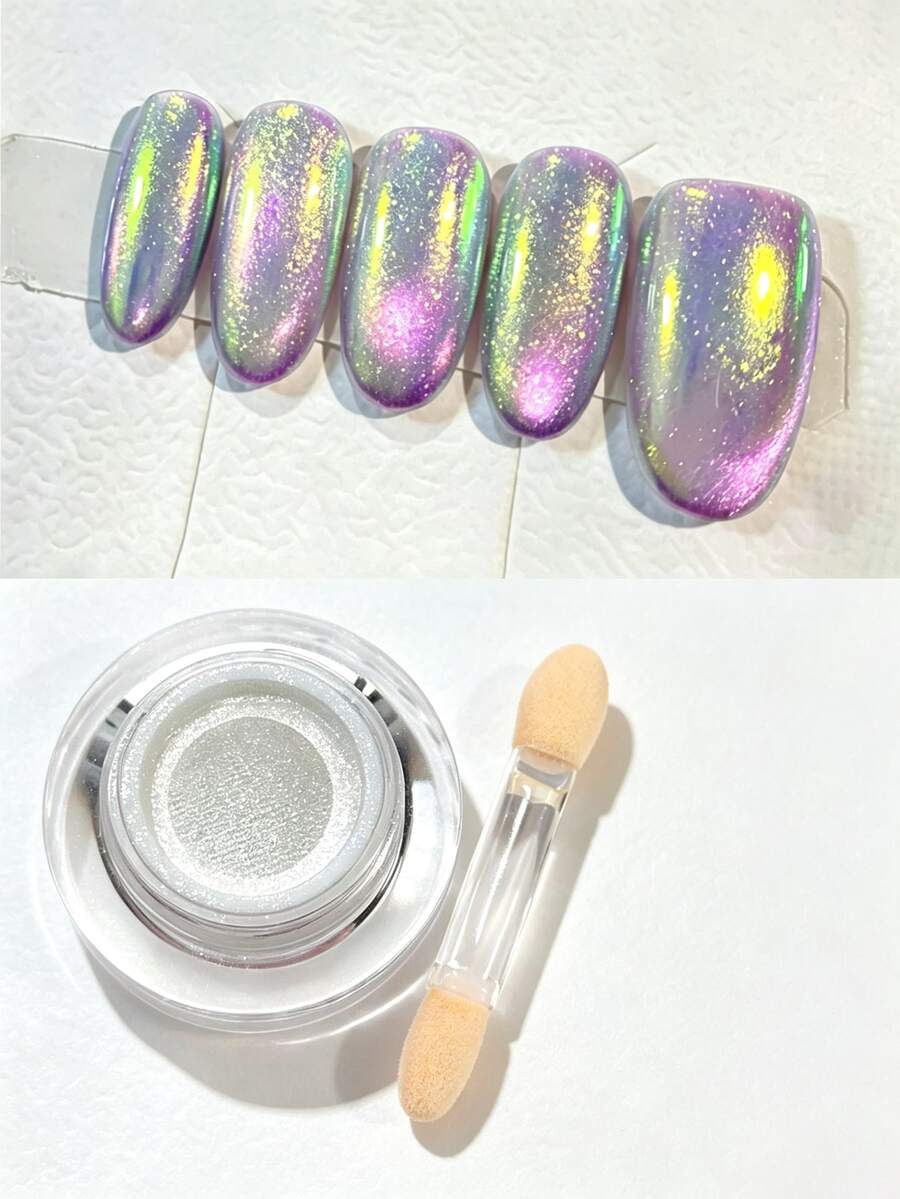 氣墊瓶裝極光美甲粉－美人魚極光效果，美甲亮粉裝飾，適合居家 DIY 與沙龍美甲