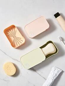 Travel Essential Leak-Proof Soap Box, Push-Pull Sealed Soap Box, Bathroom Countertop Water-Draining Soap Storage Box, Plastic Rectangular Soap Box With Lid, Bathroom Accessories, Home Decor, Travel Essentials, Home Accessories - Travel Soap Box - View 8